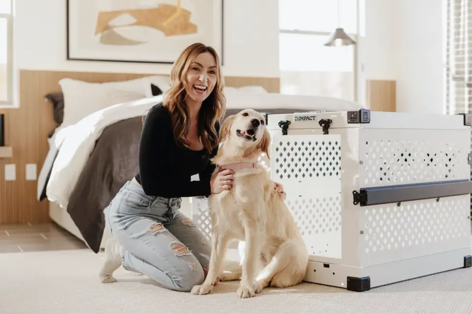 Dog with an owner at home